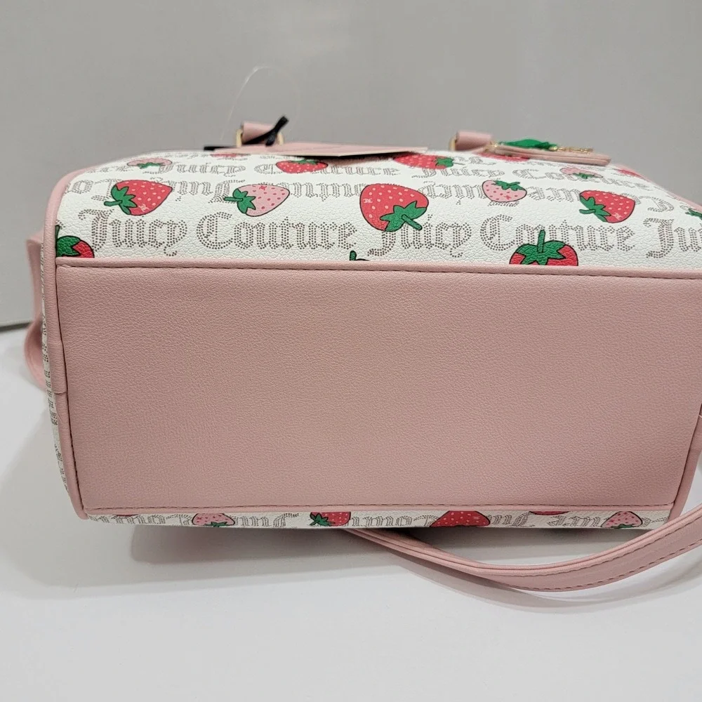 NEW Juicy Couture Pecan White Multi/Pink Diamond Freshly Picked Satchel Strawber